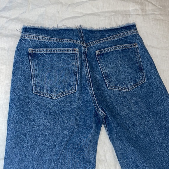 Raw Waist Band Flare Mid Blue Jeans - Picture 6 of 9